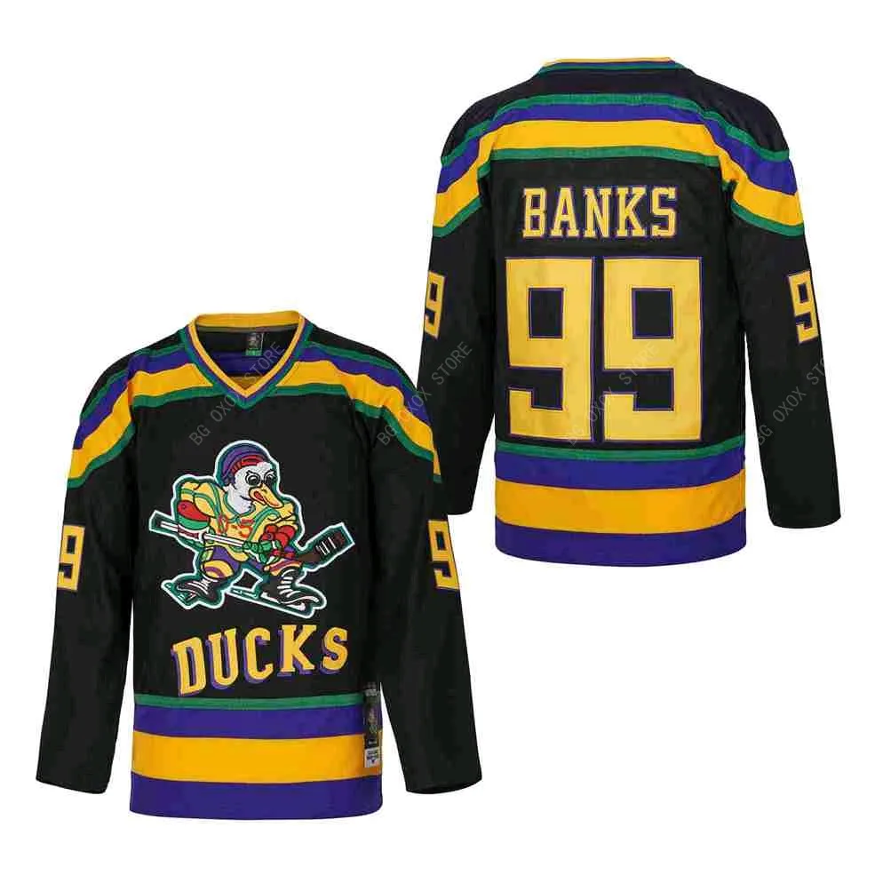 

Ice Hockey Jersey Mighty Ducks 99 BANKS 96 CONWAY 66 BOMBAY Sewing Embroidery Outdoor Sportswear Jerseys Green Black 2023 New