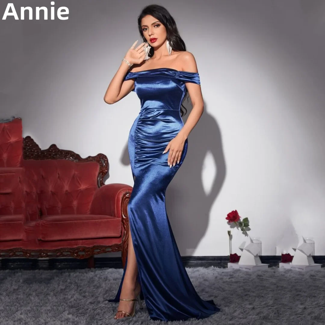 Annie Sexy Off-the-shoulder Prom Dresses Blue Mermaid Pleats Evening Dress Silk Satin Party Cocktail2023 Vestidos De Noche
Annie Sexy Off-the-shoulder Prom Dresses Blue Mermaid Pleats Evening Dress Silk Satin Party Cocktail2023 Vestidos De Noche