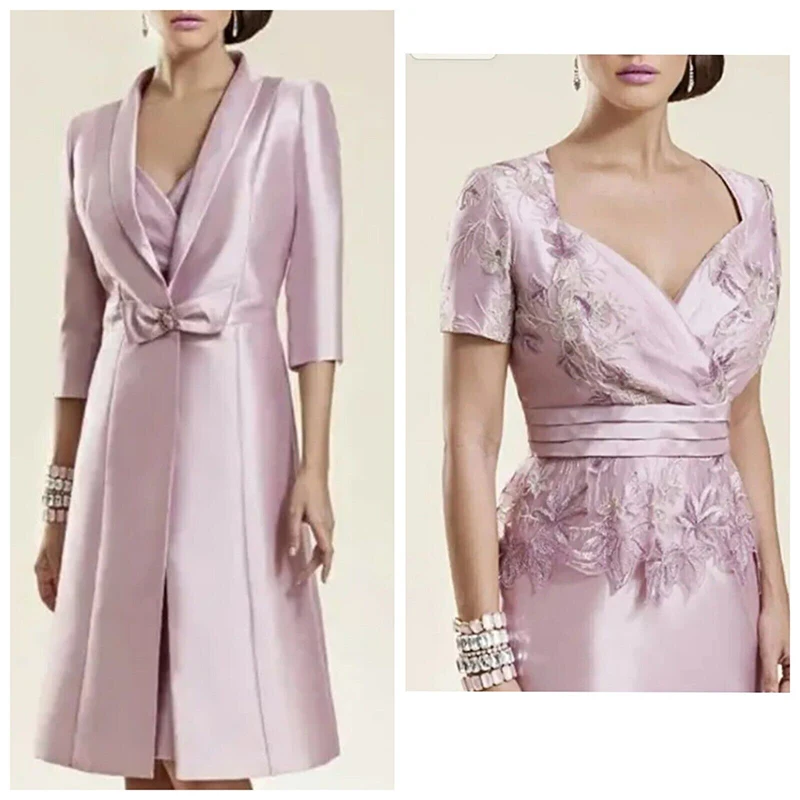 Elegant Mother of the Bride Dresses For Weddings Lace Appliques Short Sleeve With Jacket فساتين السهرة 2023
Elegant Mother of the Bride Dresses For Weddings Lace Appliques Short Sleeve With Jacket فساتين السهرة 2023