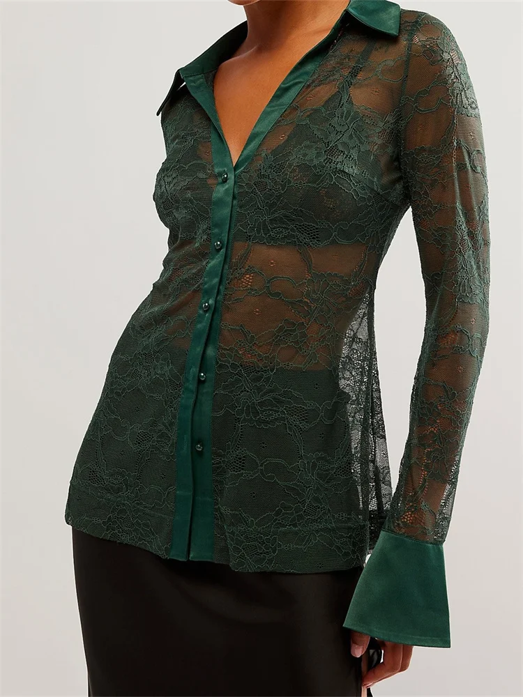 Женские рубашки CHRONSTYLE на пуговицах, сетчатые прозрачные кружевные лоскутные блузки с отложным воротником и длинным рукавом, повседневные топы на весну и осень
Женские рубашки CHRONSTYLE на пуговицах, сетчатые прозрачные кружевные лоскутные блузки с отложным воротником и длинным рукавом, повседневные топы на весну и осень