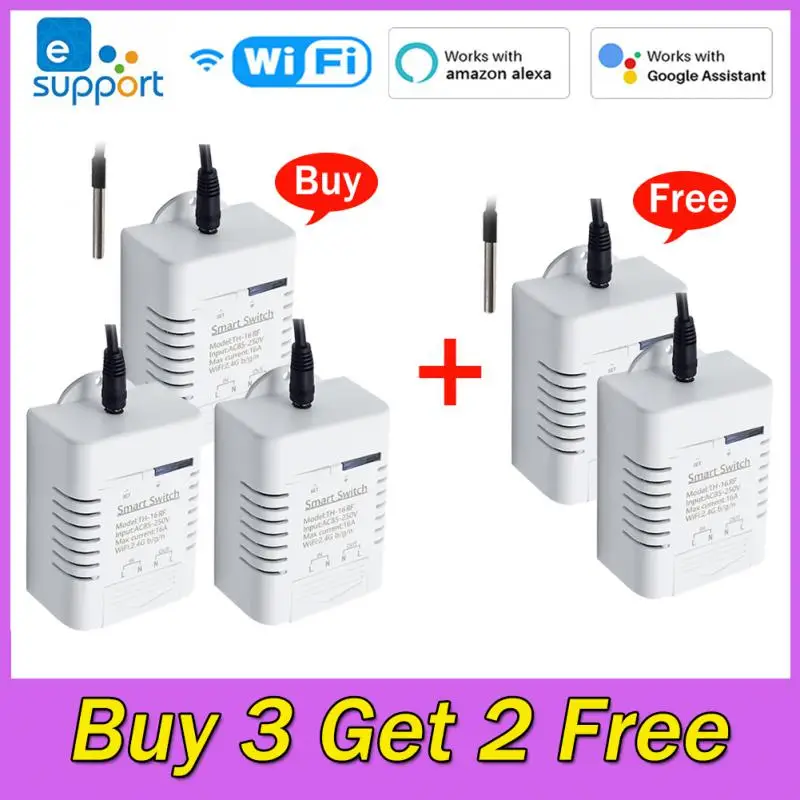 EWelink Smart TH16 Switch 16A Thermostat Temperature Monitoring WiFi Switch Wireless Control Compatible With Alexa Google Home
EWelink Smart TH16 Switch 16A Thermostat Temperature Monitoring WiFi Switch Wireless Control Compatible With Alexa Google Home