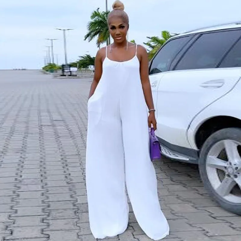 White Streetwear Spaghetti Strap Backless Rompers Women Jumpsuit Casual High Waist Pocket One Pieces Wide Leg Overalls for Women
White Streetwear Spaghetti Strap Backless Rompers Women Jumpsuit Casual High Waist Pocket One Pieces Wide Leg Overalls for Women