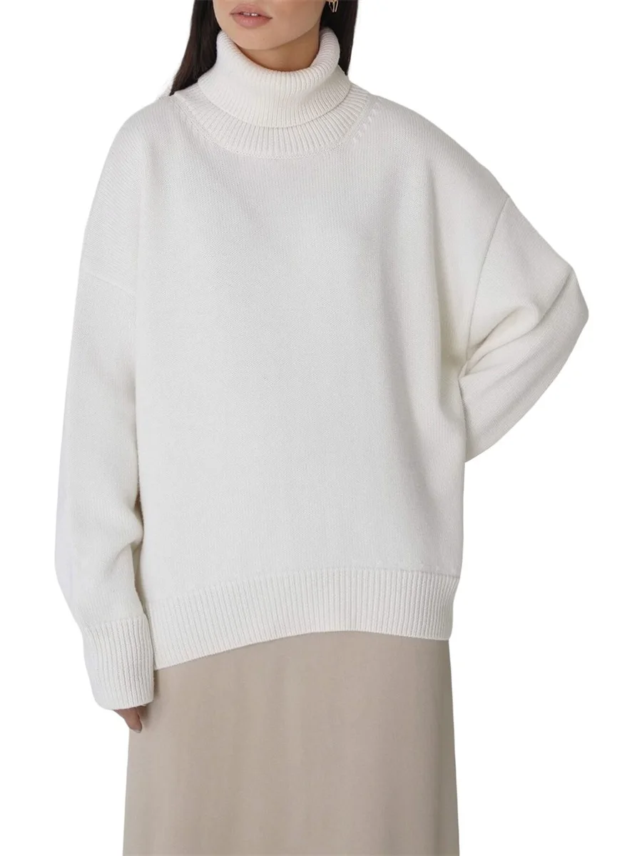 Women Oversized Casual Knit Sweater Solid Color Long Sleeve Turtleneck Autumn Winter Warm Knitwear
Women Oversized Casual Knit Sweater Solid Color Long Sleeve Turtleneck Autumn Winter Warm Knitwear