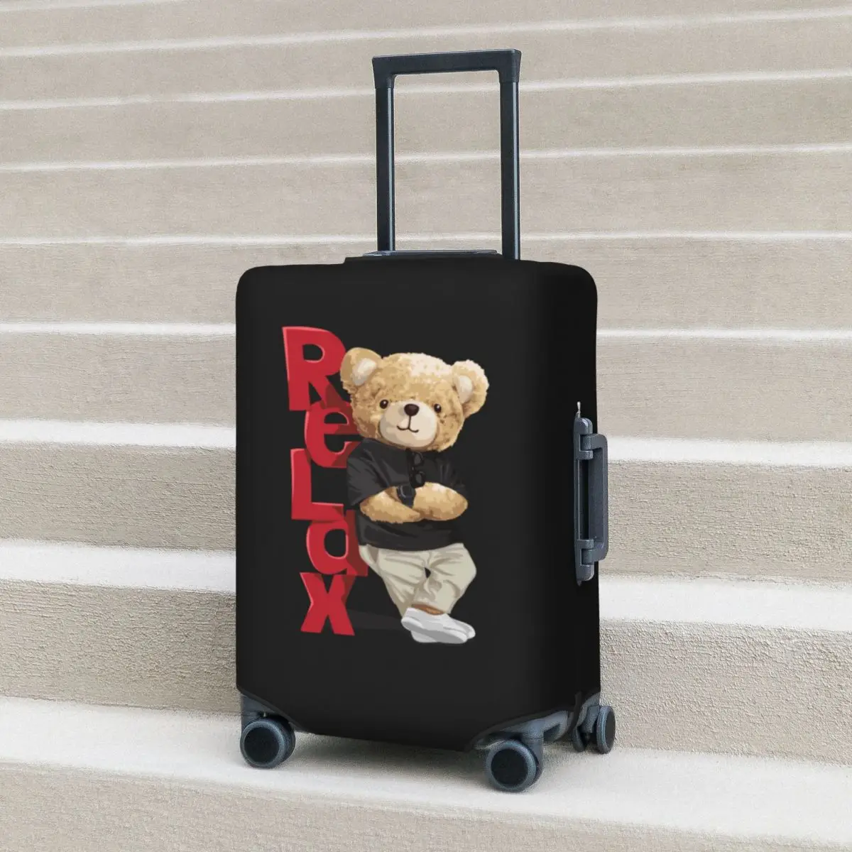 

Bear Doll Pattern Suitcase Cover Relax Cute Animal Cartoon Vacation Cruise Trip Strectch Luggage Supplies Protection