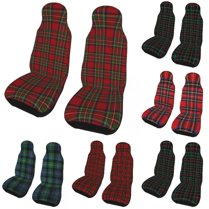 

Royal Stewart Tartan Clan Car Seat Covers Universal for Cars Trucks SUV or Van Geometric Gingham Bucket Seats Protector Covers