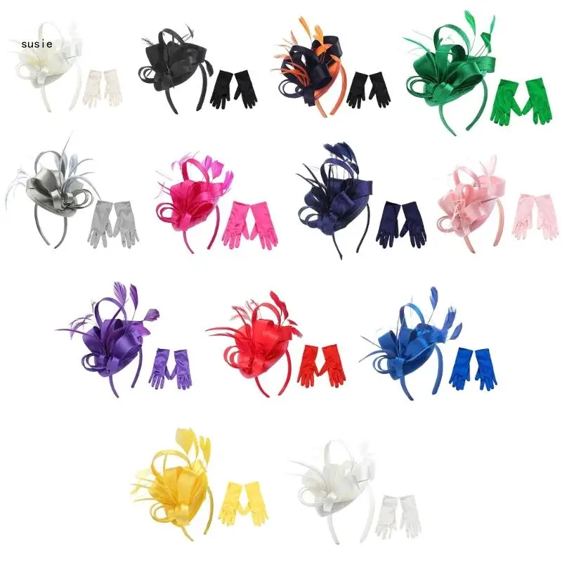 X7YA Womens Fascinator Hat Vintage Flower Feathers Headband Gloves Wedding Costume
X7YA Womens Fascinator Hat Vintage Flower Feathers Headband Gloves Wedding Costume