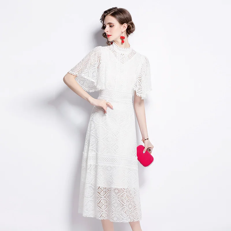 2023 New Fashion White Lace Dress Women's Summer Versatile Round Neck Short Sleeve Loose Fit Casual Holiday Dress Vestidos
2023 New Fashion White Lace Dress Women's Summer Versatile Round Neck Short Sleeve Loose Fit Casual Holiday Dress Vestidos