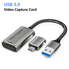 USB 3.0 to HDMI-Compatible Audio Video Capture Card Device for OBS Live Streaming Broadcast Game Recording Box placa de captura USB 3.0 to HDMI-Compatible Audio Video Capture Card Device for OBS Live Streaming Broadcast Game Recording Box placa de captura