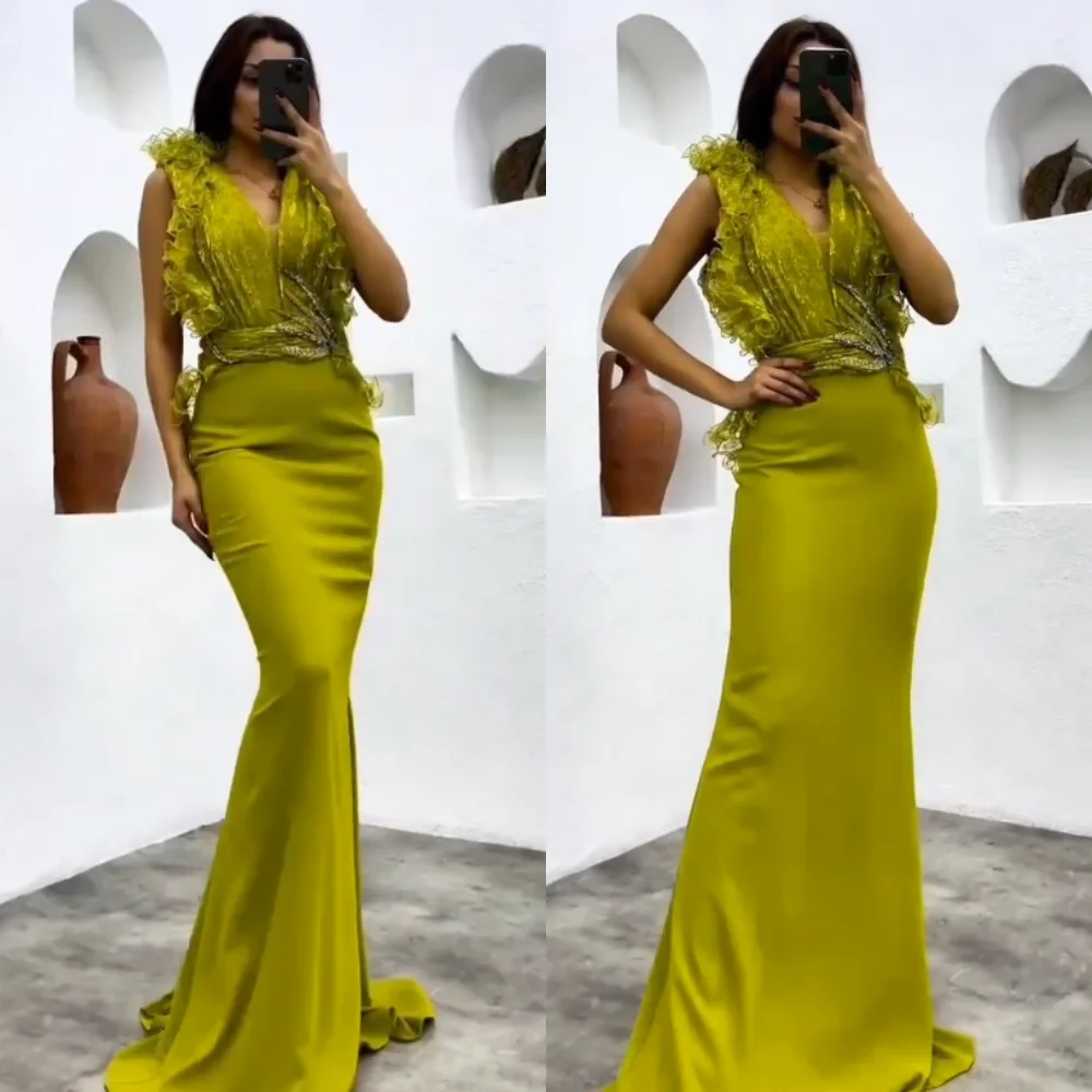 Fashion High Quality V-neck Mermaid Floor Length Prom Dresses Paillette / Sequins Tulle Satin Evening vestido formatura
Fashion High Quality V-neck Mermaid Floor Length Prom Dresses Paillette / Sequins Tulle Satin Evening vestido formatura