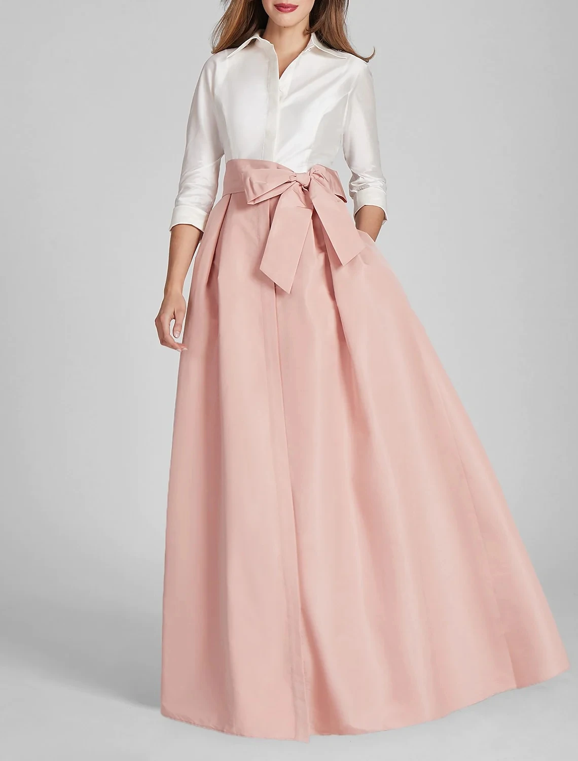 Elegant A-line Evening Dress 2023 Shirt Collar 3/4 Sleeve Floor Length Taffeta Bow Formal Prom Gowns Robe De Soirée
Elegant A-line Evening Dress 2023 Shirt Collar 3/4 Sleeve Floor Length Taffeta Bow Formal Prom Gowns Robe De Soirée