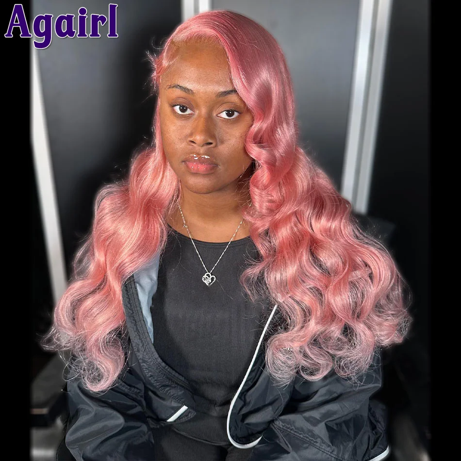 

200% Peach Pink 13x6 Lace Frontal Wigs 613 Colored Human Hair Wigs For Women Pink Blonde Highlight 13X4 Lace Front Body Wave Wig