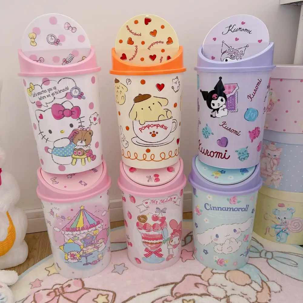 Cinnamoroll Kuromi Pompompurin Mymelody Hello Kitty Sanrio Cartoon Cute Plastic Trash Can with Lid Anime Plush Toy for Girl Gift
Cinnamoroll Kuromi Pompompurin Mymelody Hello Kitty Sanrio Cartoon Cute Plastic Trash Can with Lid Anime Plush Toy for Girl Gift
