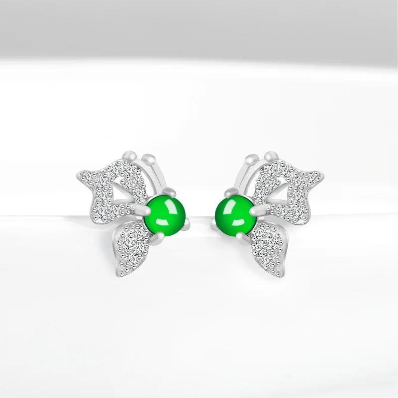S925 Silver Inlaid Natural A Goods Jade Sun Green Butterfly Ice Earrings Jadeite Fashion Jewelry Wholesale For Women's Gifts
S925 Silver Inlaid Natural A Goods Jade Sun Green Butterfly Ice Earrings Jadeite Fashion Jewelry Wholesale For Women's Gifts