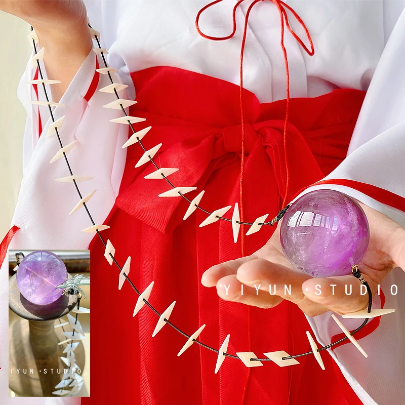 

Purple Shikon Jewel Cosplay Inuyasha Shikon no Tama kikyo Pink crystal Sacred jewel Necklace Cosplay Prop