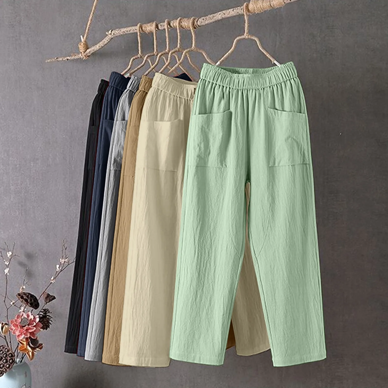 Ankle-Length Cotton Linen Harem Pants Summer Baggy Elastic High Waist Straight Pantalons Casual Loose Womens Trousers 2024 New
Ankle-Length Cotton Linen Harem Pants Summer Baggy Elastic High Waist Straight Pantalons Casual Loose Womens Trousers 2024 New