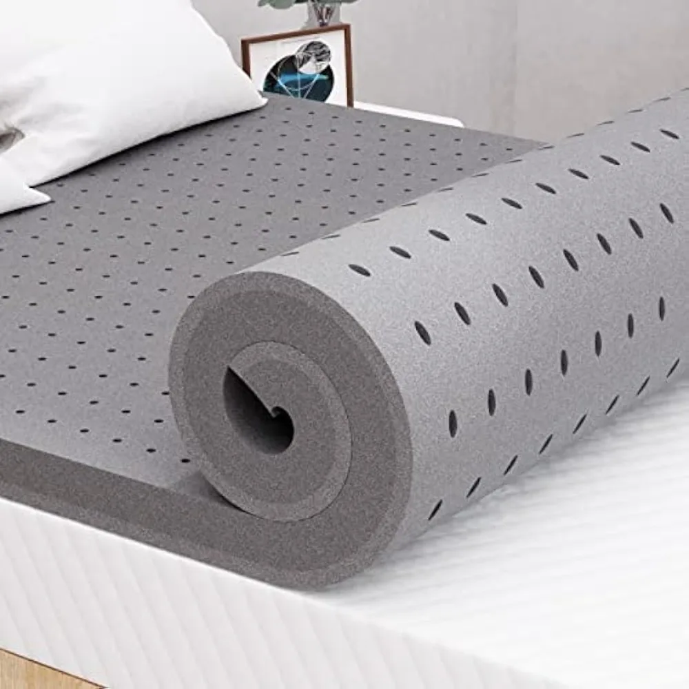 

Maxzzz 4 Inch Mattress Topper . Size, Firm Bamboo Charcoal Memory Foam Cooling Bed Mattress Topper, Ventilated Mattress