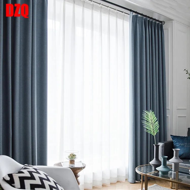 

Curtains for Living dining Room Bedroom Velvet Hemp Solid Color Thickening High Blackout Insulation Curtains