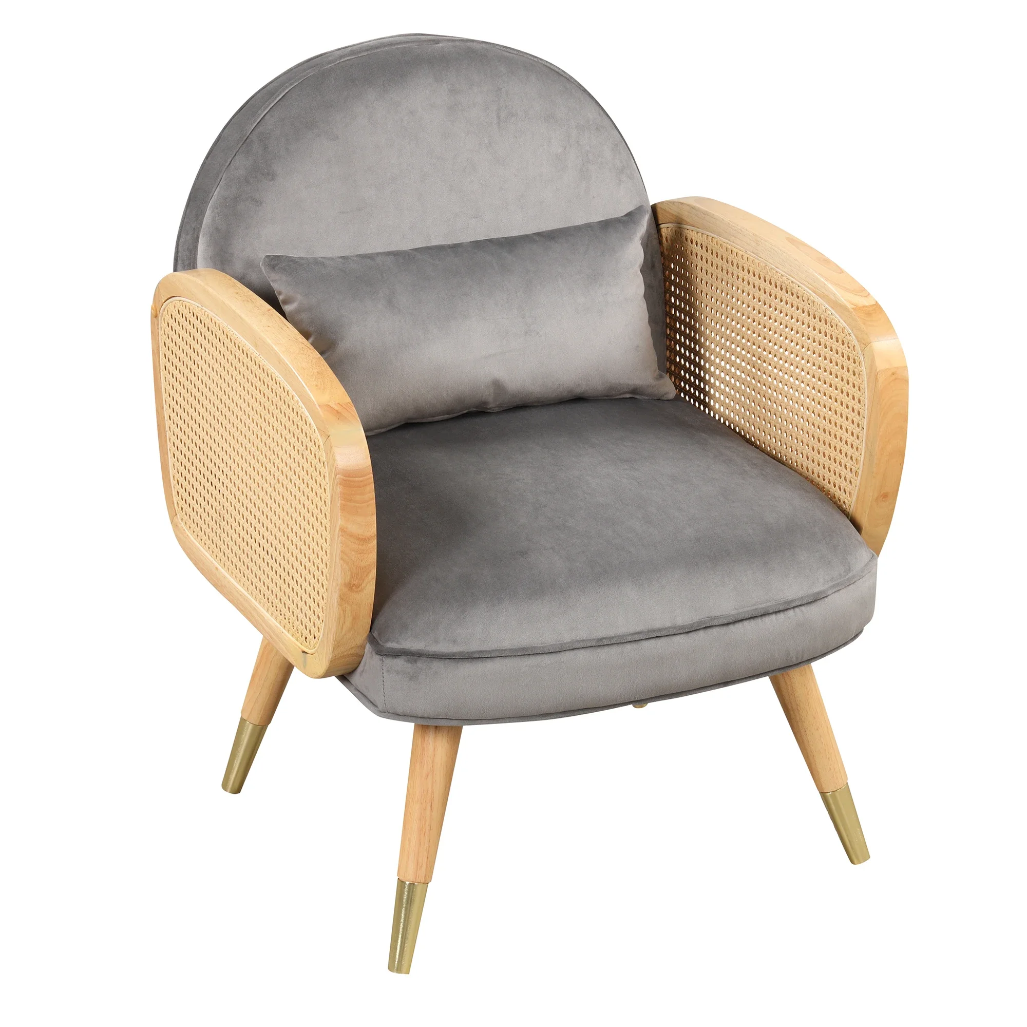 Amchair with Rattan Armrest and Metal Legs Upholstered Modern Chairs for Living Room or Reading Room, Grey
Amchair with Rattan Armrest and Metal Legs Upholstered Modern Chairs for Living Room or Reading Room, Grey