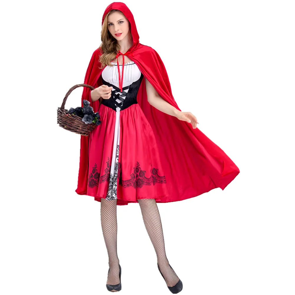

Carnival Halloween Multiple Lady Little Red Riding Hood Costume Classic Spooktacular Outfit Cosplay Fancy Party Dress Cape Suit