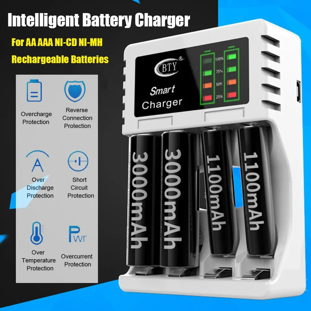 Adapter Intelligent Battery Charger Fast Charging Dock 4 Slot For AA AAA NI-CD NI-MH Rechargeable Batteries
Adapter Intelligent Battery Charger Fast Charging Dock 4 Slot For AA AAA NI-CD NI-MH Rechargeable Batteries