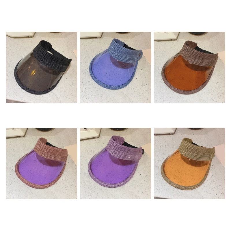 Women Summer Glitter Woven Empty Top for Sun Hat Plastic Transparent Visor UV for Protection Foldable Beach Drop shipping
Women Summer Glitter Woven Empty Top for Sun Hat Plastic Transparent Visor UV for Protection Foldable Beach Drop shipping
