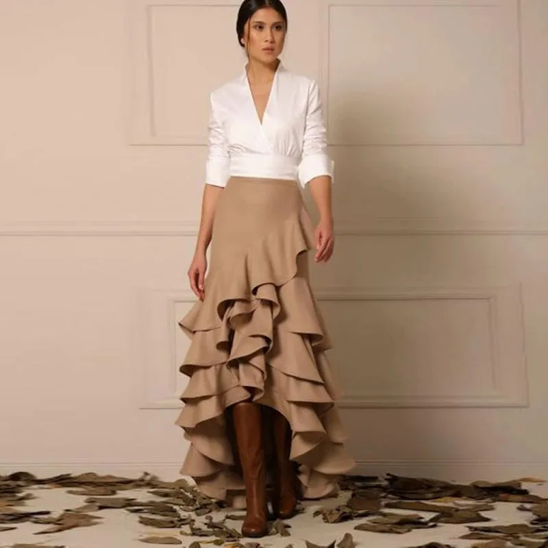 European Khaki Skirt Women Skirt faldas saias jupe femme High Waist Maxi Skirt Long Tiered Zip Closure Custom Made
European Khaki Skirt Women Skirt faldas saias jupe femme High Waist Maxi Skirt Long Tiered Zip Closure Custom Made