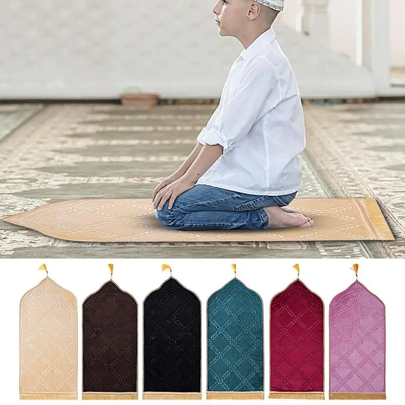 

Prayer Mat Worship Blanket Kneel Embossing Turkish Washable Carpets Non-slip Soft Portable Floor Carpet Muslims Ramadan Rug Gift