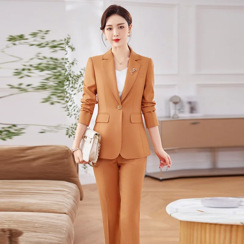 

Insozkdg Two Piece Set Spring Autumn Long Sleeve Suit Blazer + Trousers Formal Pantsuit Women Temperament Office Lady Sut Sets