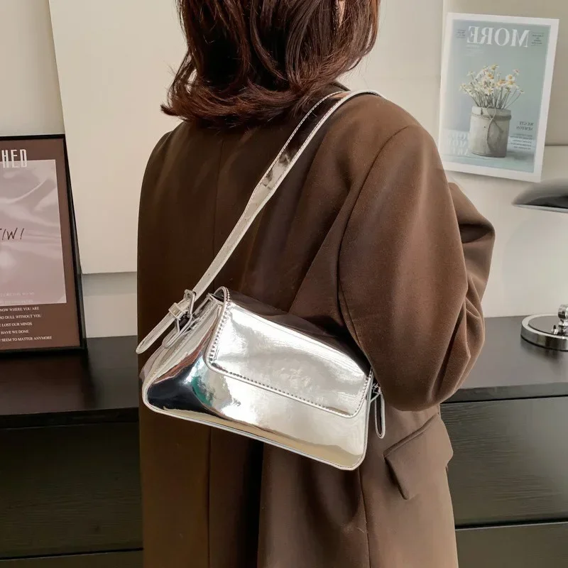 

2023 Brand Luxury Designer Laser Women Armpit Bag Silver Chic Female Shoulder Bags Party Clutches Trend Lady Purses And Handbags