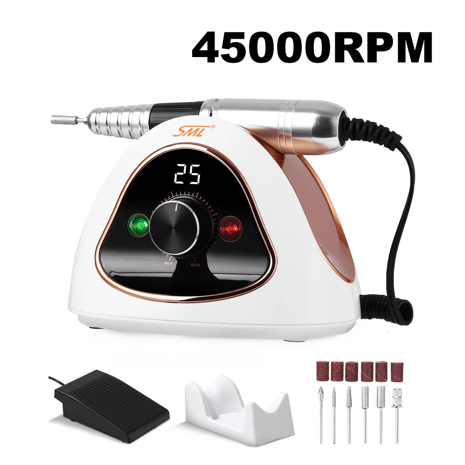 

45000RPM Professional Nails Drills Manicure Pedicure Set Electric Strong File Polishing Nails Art Grinding Device Gel Polish