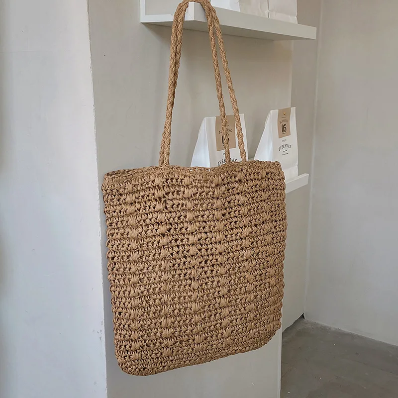 Knitted Rattan Beach Tote - Large Travel Shoulder Bag 16 Se408c99b5cae49279406b895be7238ddS