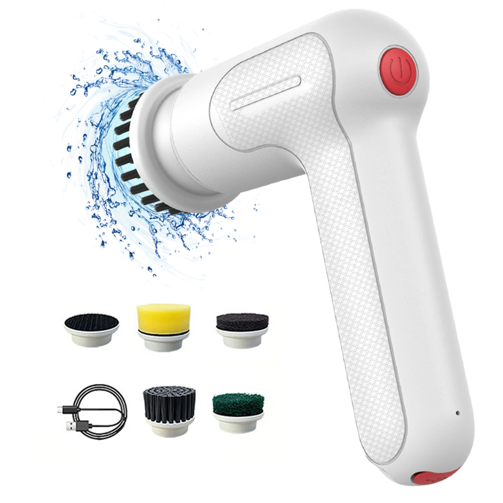 

Electric Scrubber, Kitchen Cleaning Brush With 5Replaceable Brush Heads Gear Adjustment Default Low-speed Gear Use