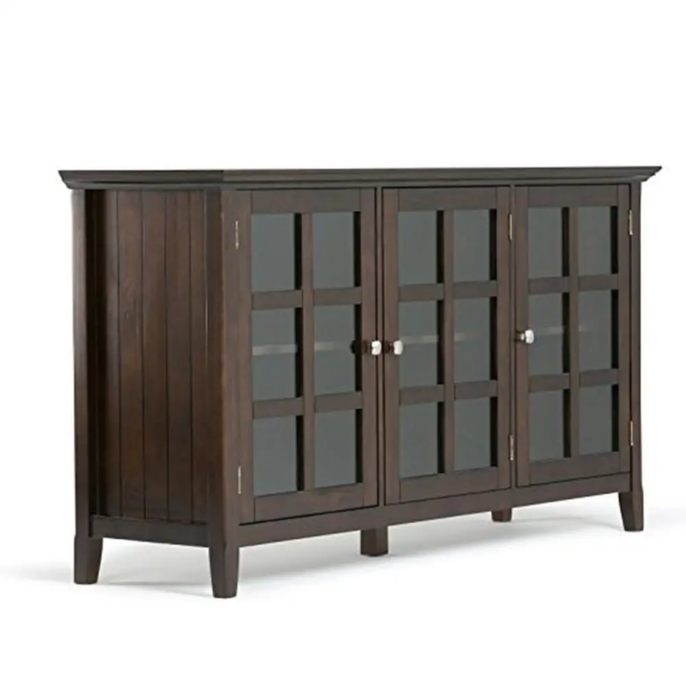 Solid Wood Rustic Storage Cabinet with 3 Glass Doors Adjust Shelves 62" Wide Dark Brown Brunette Transitional Style High Quality
Solid Wood Rustic Storage Cabinet with 3 Glass Doors Adjust Shelves 62" Wide Dark Brown Brunette Transitional Style High Quality