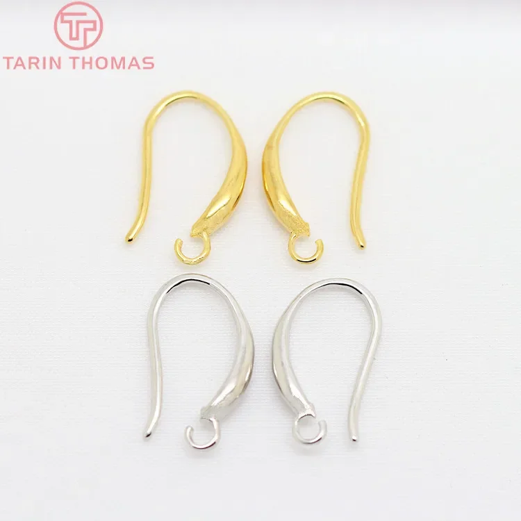 

(3750)10PCS Height 18MM 24K Gold Color Plated Brass Earring Hooks High Quality Diy Jewelry Findings Accessories Wholesale