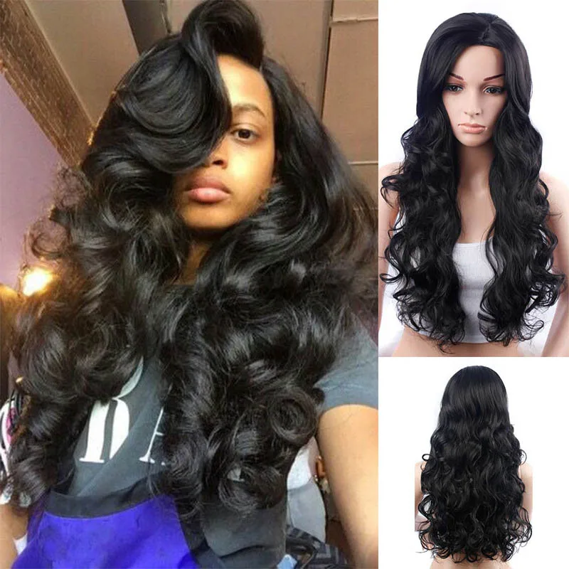 

Ace wig European and American large wavy long curly wig partial oblique bangs wig ladies headgear manufacturer ready stock