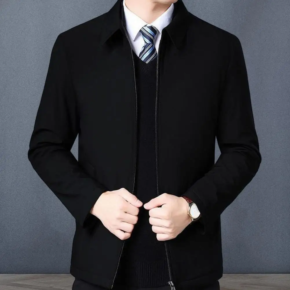 

Men Suit Coat Formal Business Style Turn-down Collar Zipper Placket Long Sleeve Anti-wrinkle Men Spring Fall Jacket