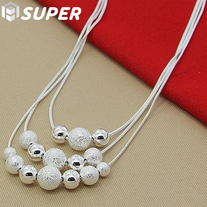 925 Sterling Silver Smooth Matte Beads Necklace Snake Chain For Women Fashion Accessories Wedding Engagement Jewelry
925 Sterling Silver Smooth Matte Beads Necklace Snake Chain For Women Fashion Accessories Wedding Engagement Jewelry