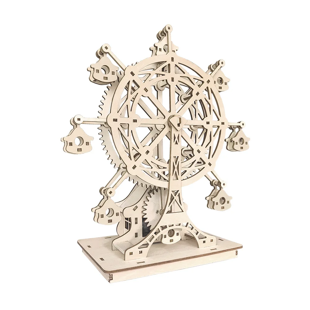 

3D Wooden Puzzle Music Spinning Ferris Wheel Model Handmade DIY Assembly Toy Jigsaw Desktop Model Building Kits for Kids Adults