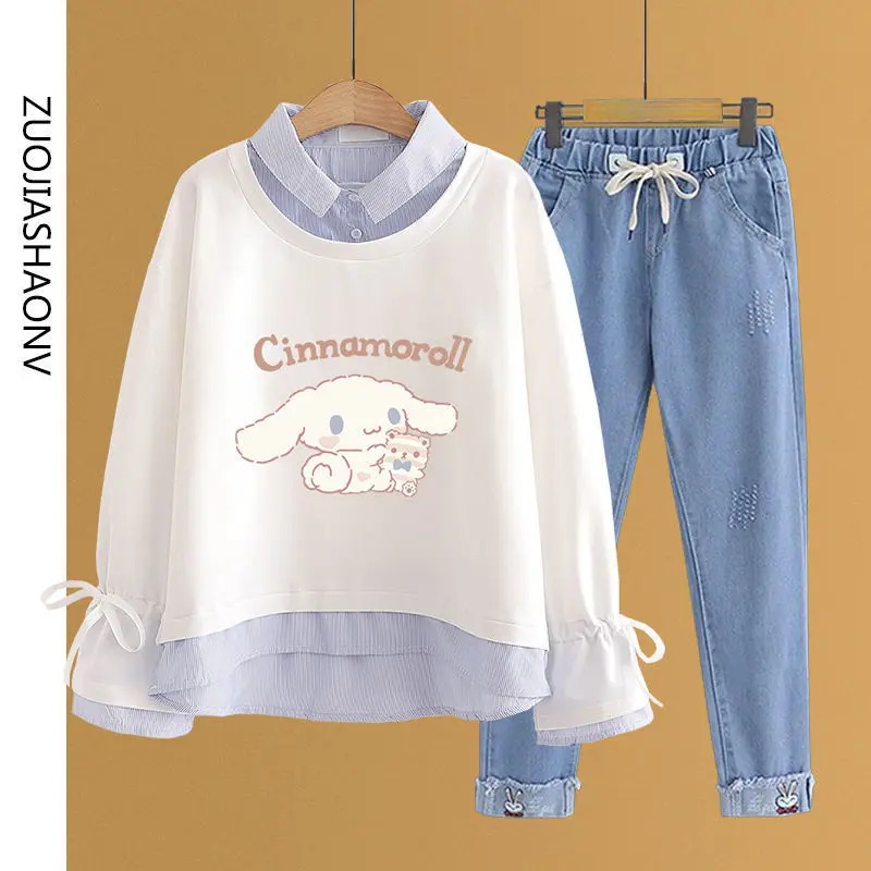 Kawaii Sanrio Cinnamoroll Cute Cartoon Student Spring Autumn Fake Two-Piece Shirt Collar Sweater Girls College Style Loose Suit
Kawaii Sanrio Cinnamoroll Cute Cartoon Student Spring Autumn Fake Two-Piece Shirt Collar Sweater Girls College Style Loose Suit
