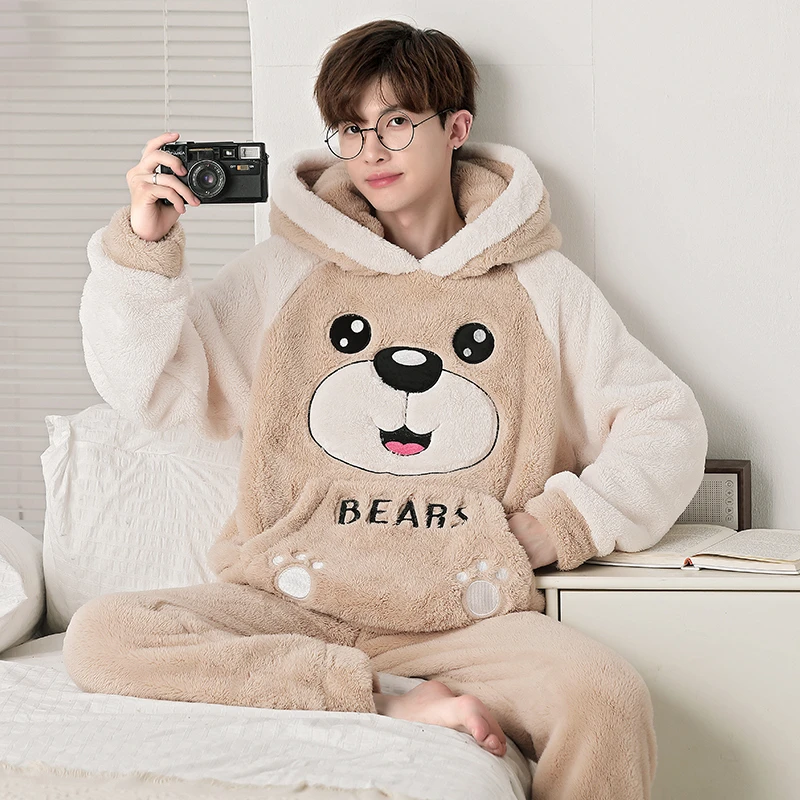 Winter Women Men Pajamas Set Couple Plush Soft Sleepwear Thicken Pyjamas Korean Hooded Homewear Cartoon Bear Pyjamas Suit
Winter Women Men Pajamas Set Couple Plush Soft Sleepwear Thicken Pyjamas Korean Hooded Homewear Cartoon Bear Pyjamas Suit