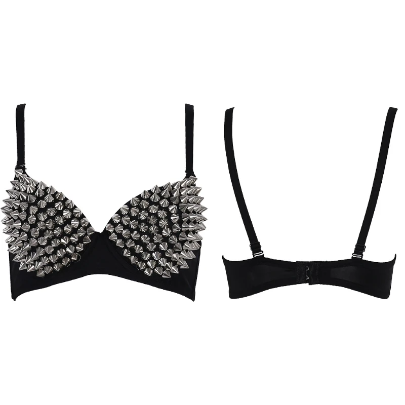 Striking Metallic Spike Bra Top Soutien Gorge Push Up Sexy