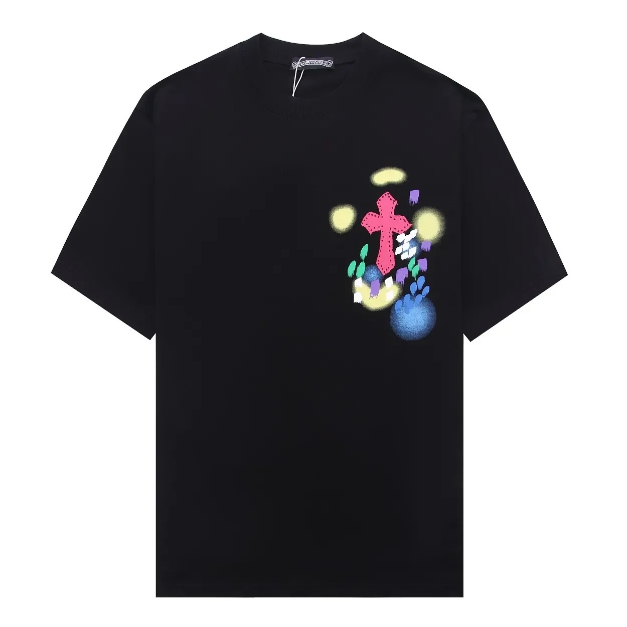 

Fashion New short-sleeved T-shirt [Poison Home Correct Edition] Chrome Hearts color cross T-shirt Luxury