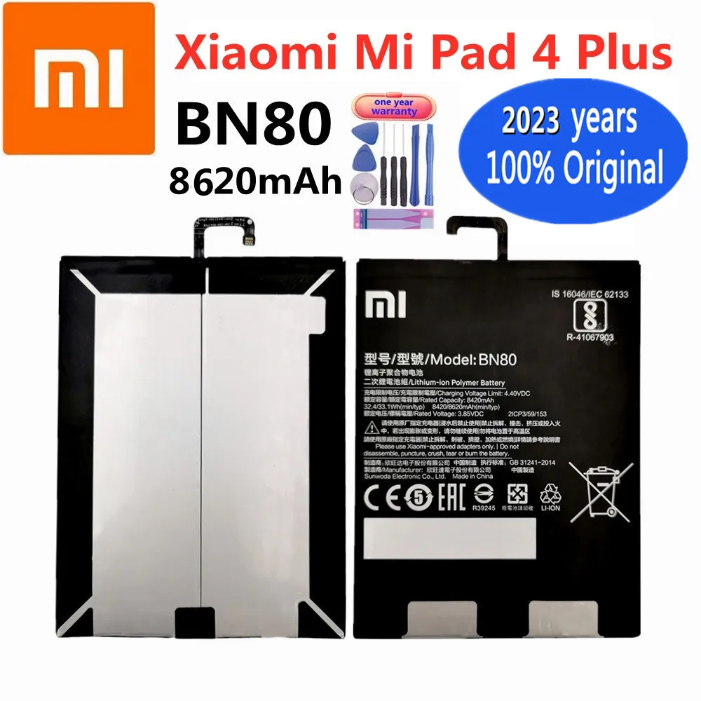 2023 High Quality BN80 8620mAh New 100% Original Battery For Xiaomi Mipad4 Pad 4 plus Pad4 Plus Tablet Bateria Battery + Tools
2023 High Quality BN80 8620mAh New 100% Original Battery For Xiaomi Mipad4 Pad 4 plus Pad4 Plus Tablet Bateria Battery + Tools