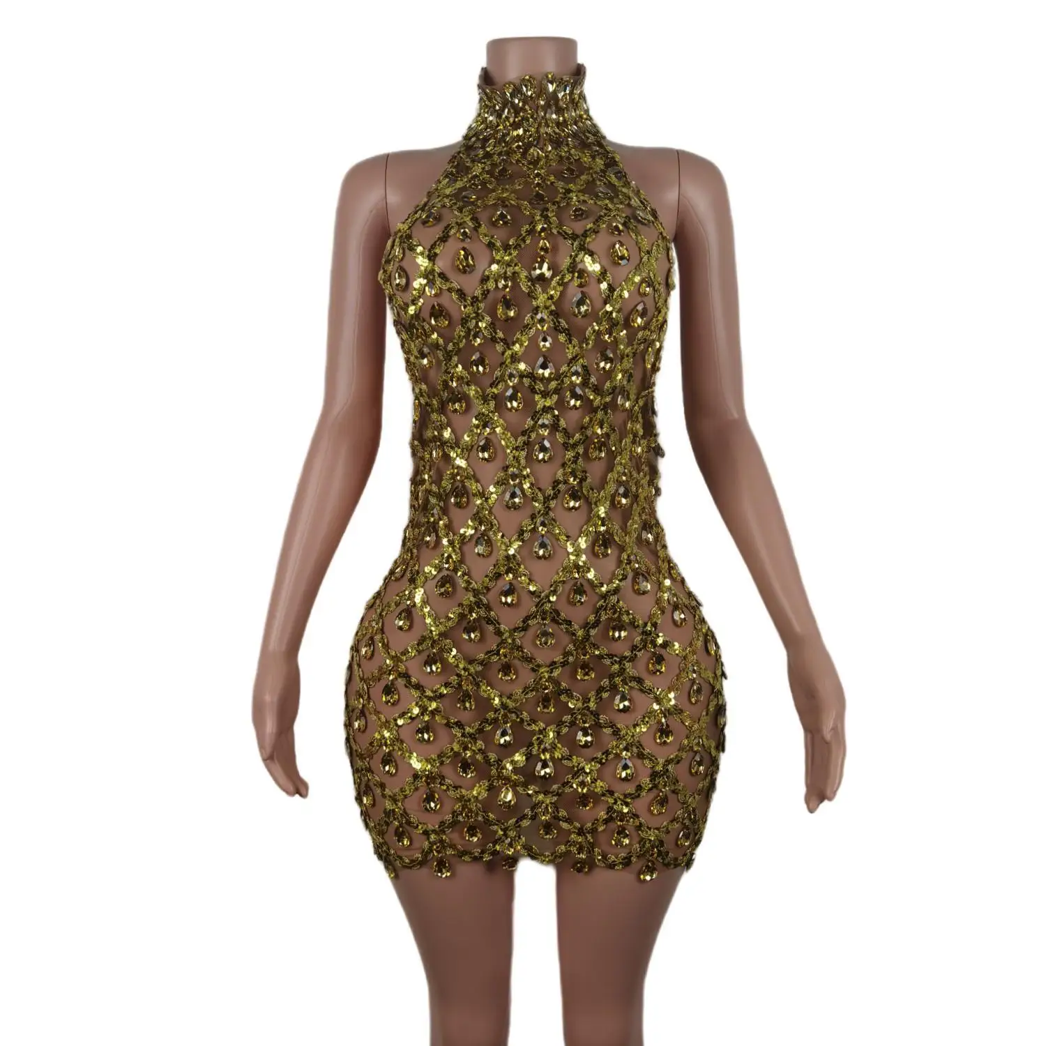 Sparkle Rhinestones Sequin Short Dress Mesh Sexy Backless Dresses Singer Stage Party Birthday Drag Queen Costume Shaokaojia
Sparkle Rhinestones Sequin Short Dress Mesh Sexy Backless Dresses Singer Stage Party Birthday Drag Queen Costume Shaokaojia