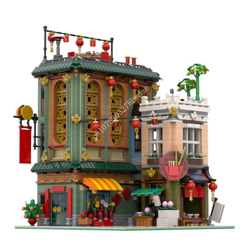 

3231 шт. Индивидуальные Модульные строительные блоки MOC Chinatown, угловая модель ресторана, улицы, конструктор, технологические кирпичи, игрушки «сделай сам», подарки