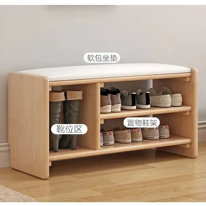 

Solid Wood Shoes Changing Stool Doorstep Can Sit Long Bench Shoe Cabinet Household Entrance Door Shoe Wearing Stools Shoe Racks