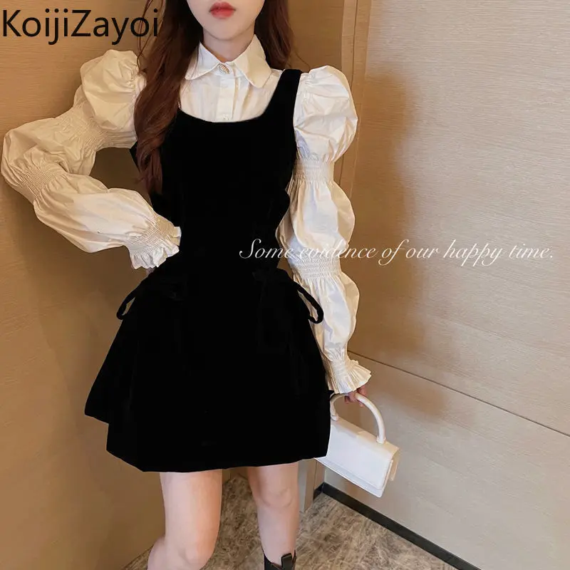 Koijizayoi Fashion Retro Women Two Pieces Set Puff Long Sleeves White Shirt Japan Style Al Ine Mini Short Black Dress Chic Suit
Koijizayoi Fashion Retro Women Two Pieces Set Puff Long Sleeves White Shirt Japan Style Al Ine Mini Short Black Dress Chic Suit