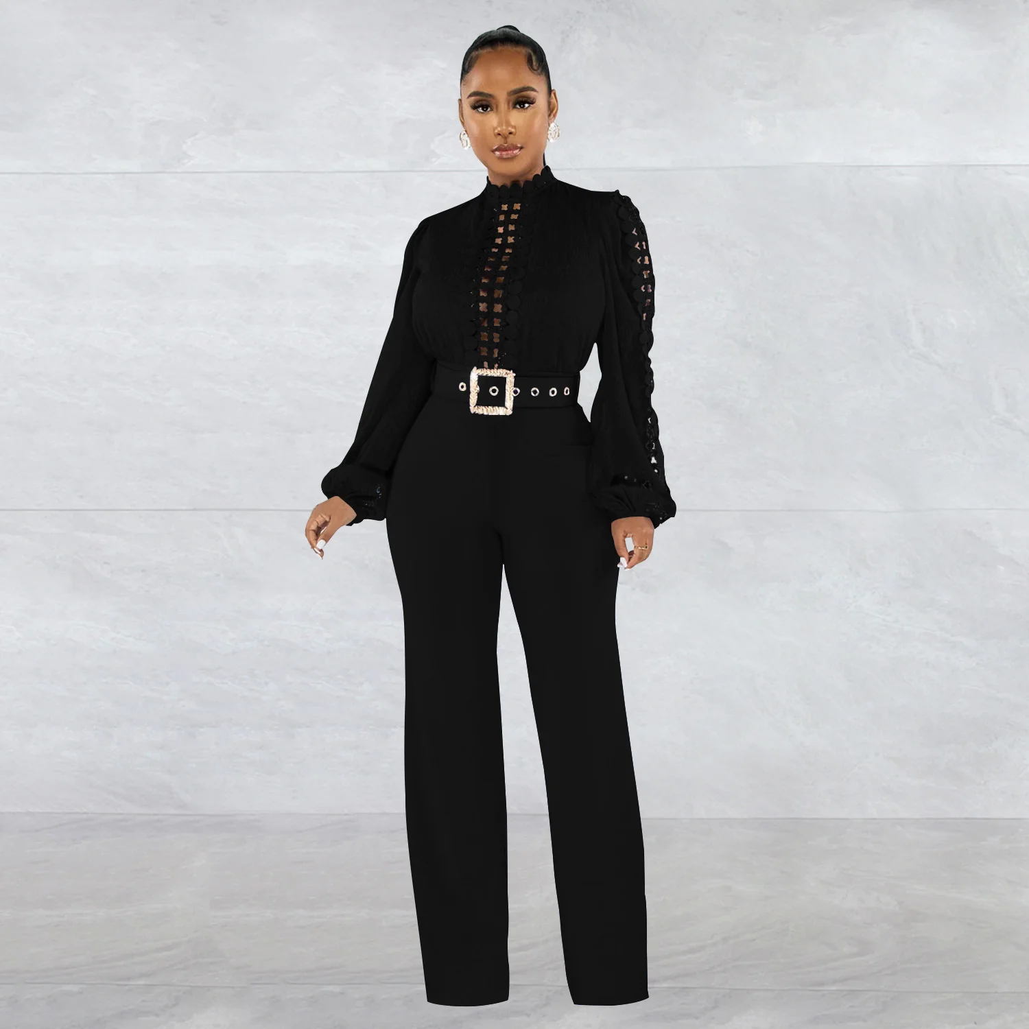 Cutubly Solid One Piece Long Sleeve Jumpsuits For Women Summer Female Overalls Fashion Belt Lace Hollow Out Long Sleeve Romper
Cutubly Solid One Piece Long Sleeve Jumpsuits For Women Summer Female Overalls Fashion Belt Lace Hollow Out Long Sleeve Romper