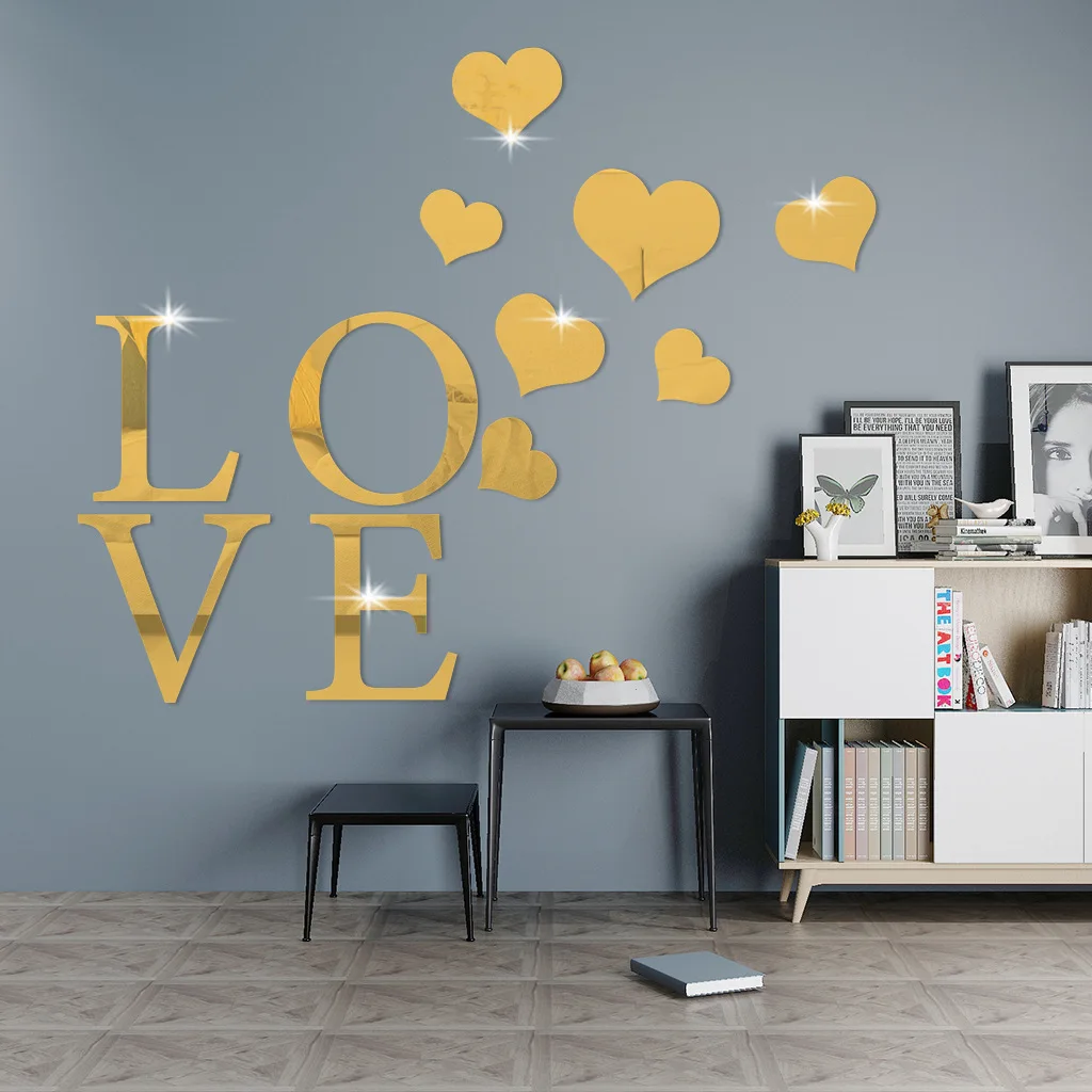 11Pcs 3D Mirror Love LOVE Wall Sticker Acrylic Durable DIY Simple Wall Sticker Removable Sticker Living Room Art Home Decoration
11Pcs 3D Mirror Love LOVE Wall Sticker Acrylic Durable DIY Simple Wall Sticker Removable Sticker Living Room Art Home Decoration
