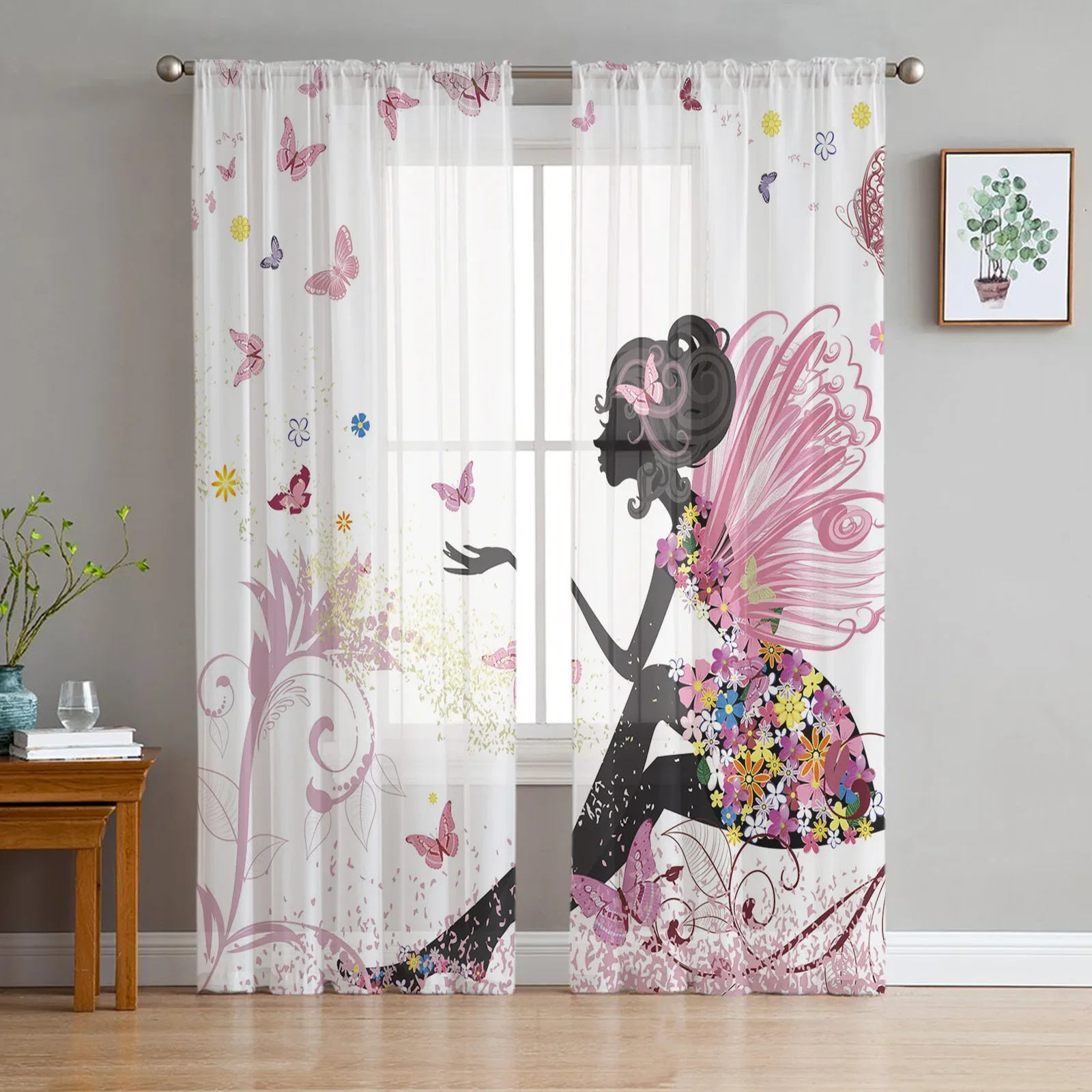 Cartoon Butterfly Fairy Girl Pink White Tulle Curtains for Living Room Bedroom Voile Curtain Kitchen Chiffon Sheer Curtains
Cartoon Butterfly Fairy Girl Pink White Tulle Curtains for Living Room Bedroom Voile Curtain Kitchen Chiffon Sheer Curtains